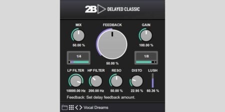 2B Delayed Classic delay, verb and distortion plugin is FREE this week