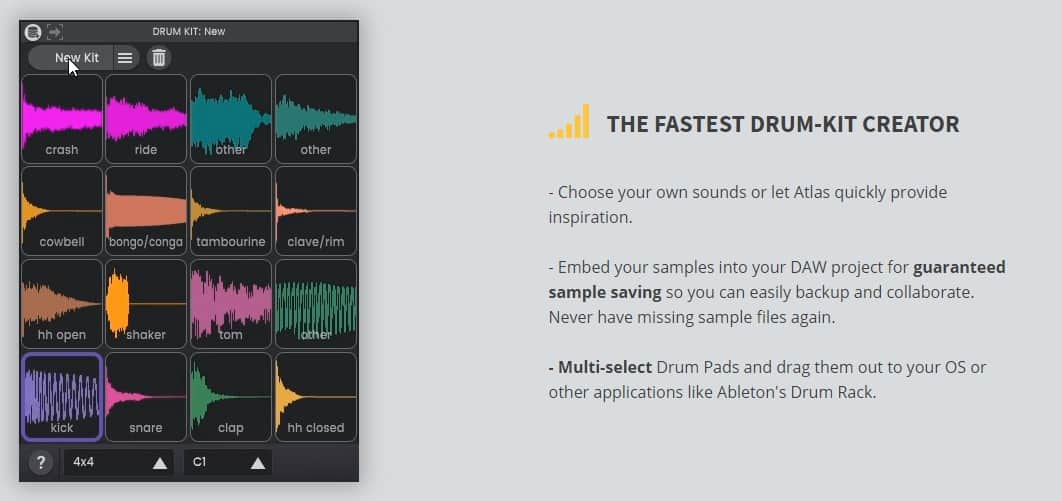 We loved Atlas 2's drum kit creator.