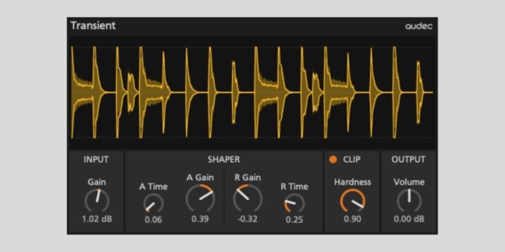 Audec Transient Shaper is a Free Plugin for macOS and Windows