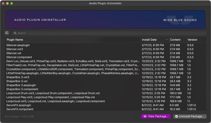 Wide Blue Sound offers Audio Plugin Uninstaller FREE for macOS
