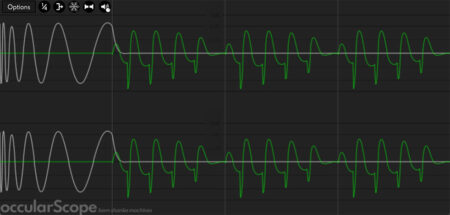 OccularScope, a FREE beat-synced oscilloscope plugin for macOS, Windows, and Linux.