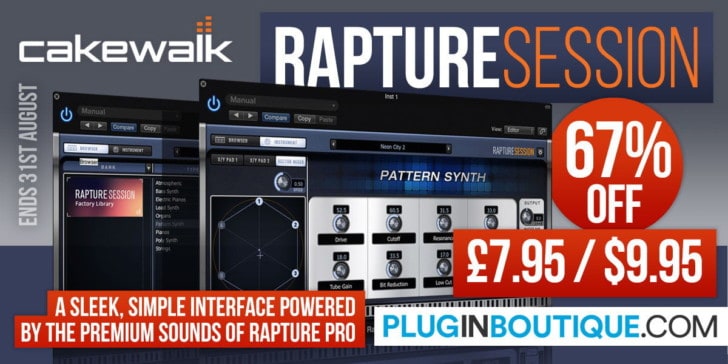 Get 50% OFF Cakewalk Rapture Session @ Pluginboutique!