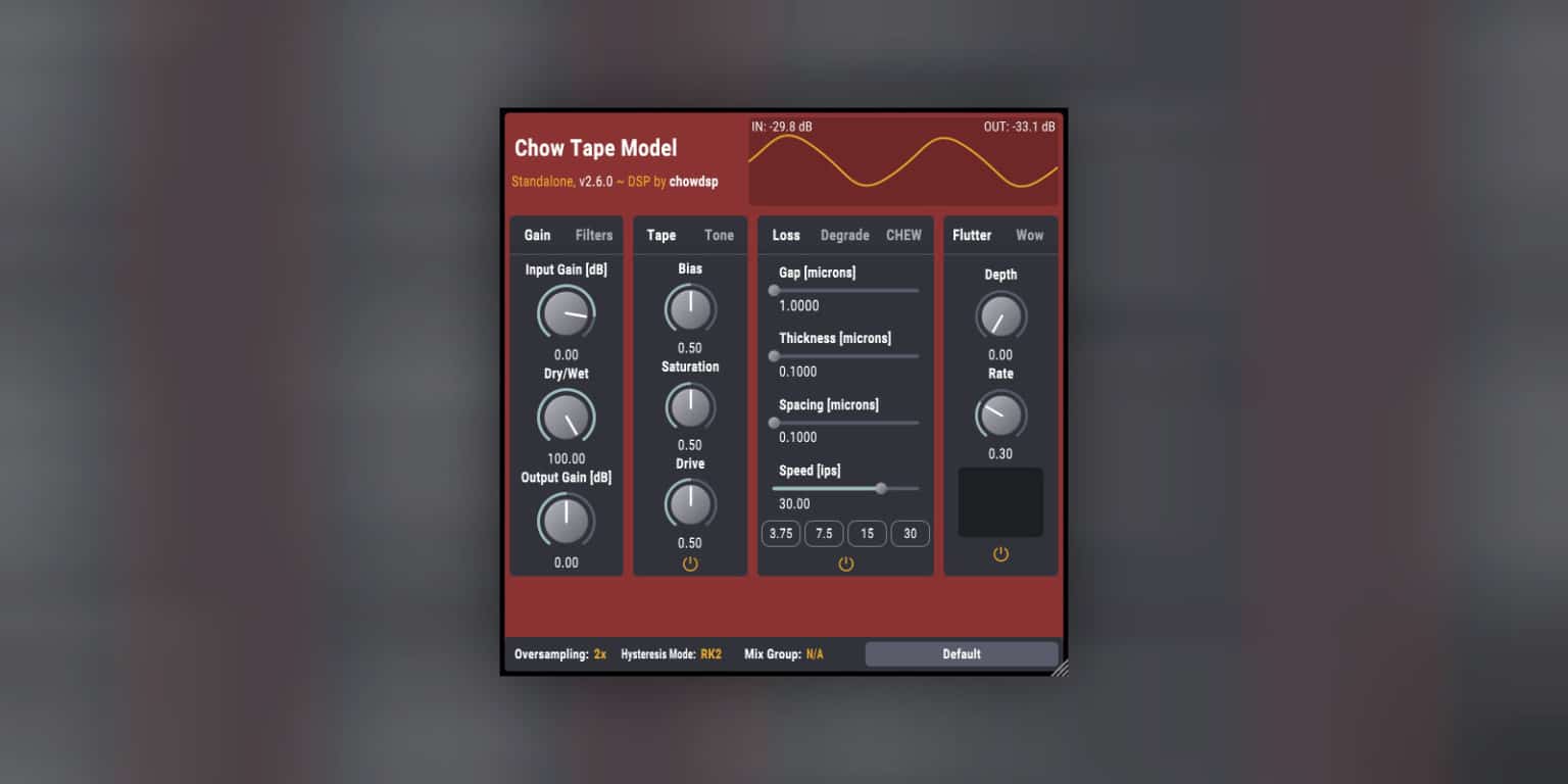 CHOW Tape Model by Chowdhury DSP