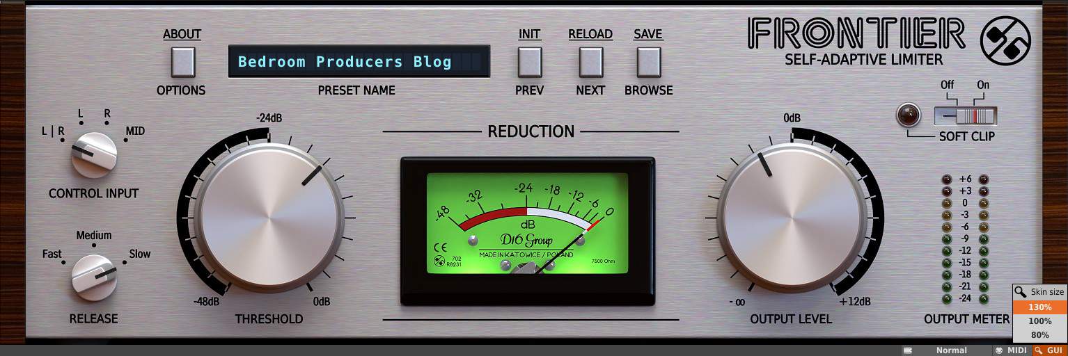 The latest version of D16 Frontier sports a resizable GUI.