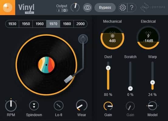The updated iZotope Vinyl plugin looks and feels modern.