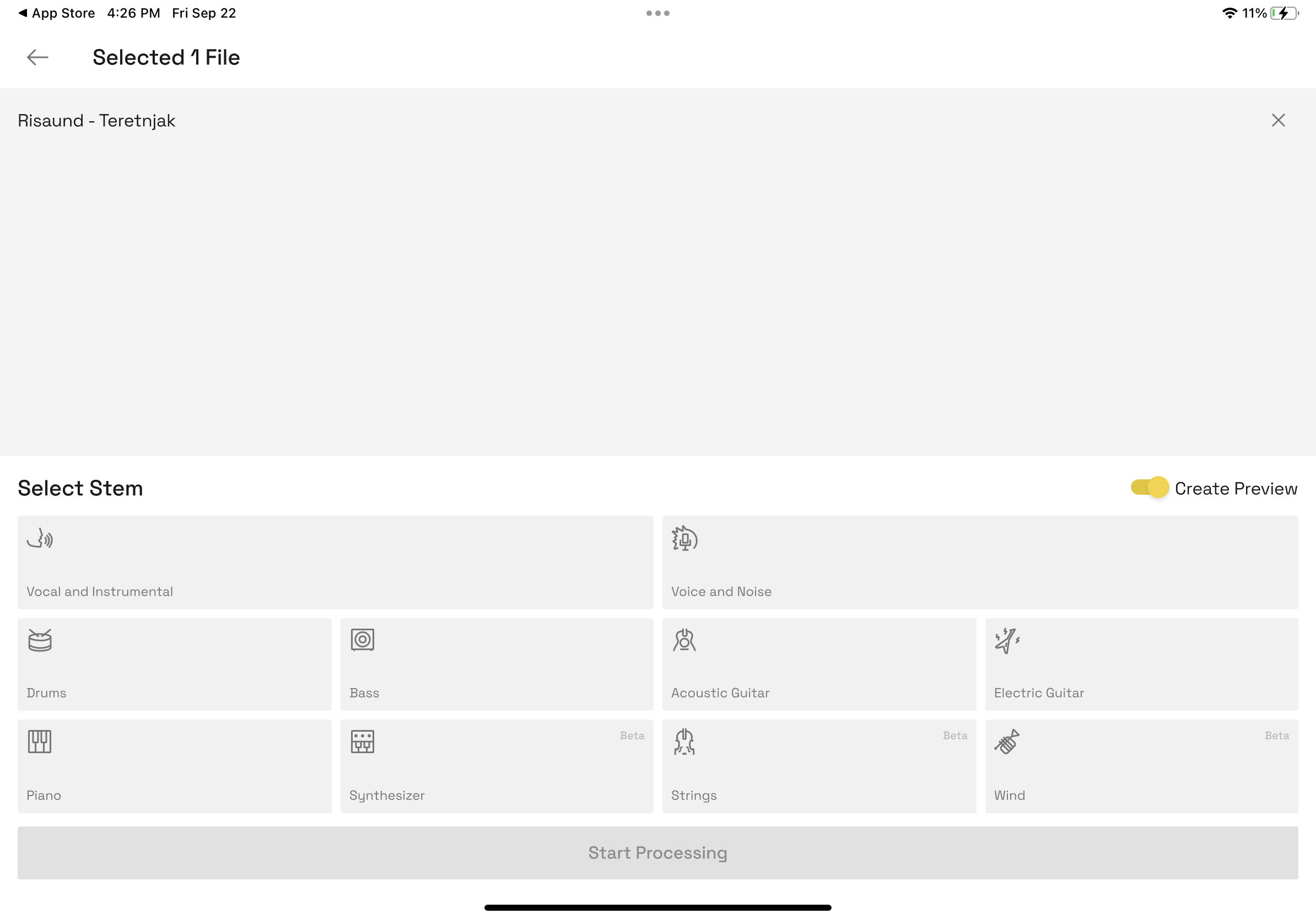 Importing your audio into LALAL.AI.