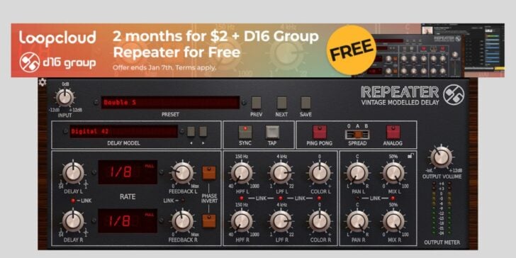 Repeater delay plugin is FREE with Loopcloud subscription until January 7