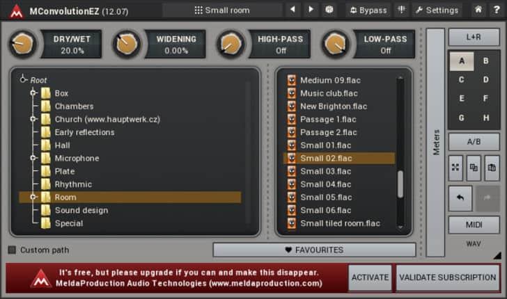 Free MConvolutionEZ Convolution Reverb By MeldaProduction