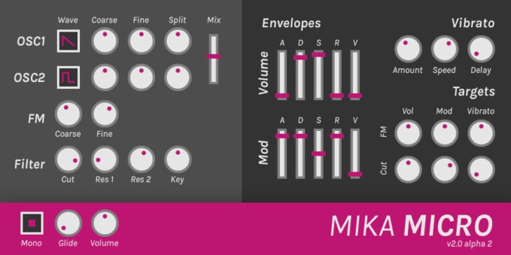 Tesselode Releases Free Mika Micro Synthesizer VST Plugin