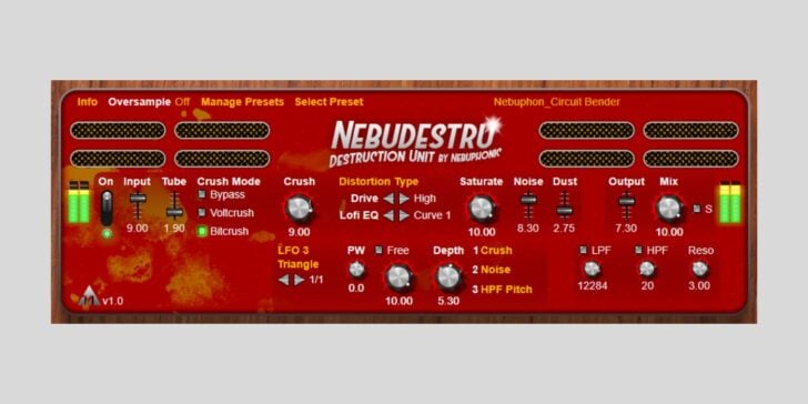Nebuphonic releases the Nebudestru Destruction Unit, a FREE multi-effects plugin for macOS and Windows