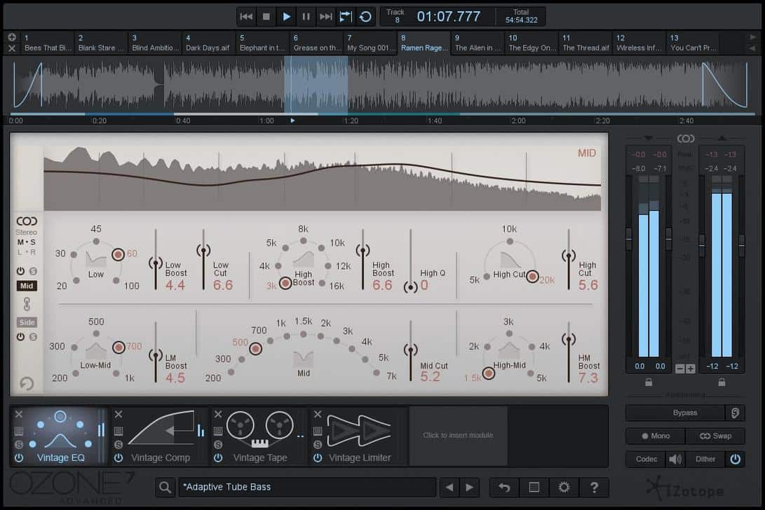 The brand new Vintage EQ module in iZotope Ozone 7 Advanced.