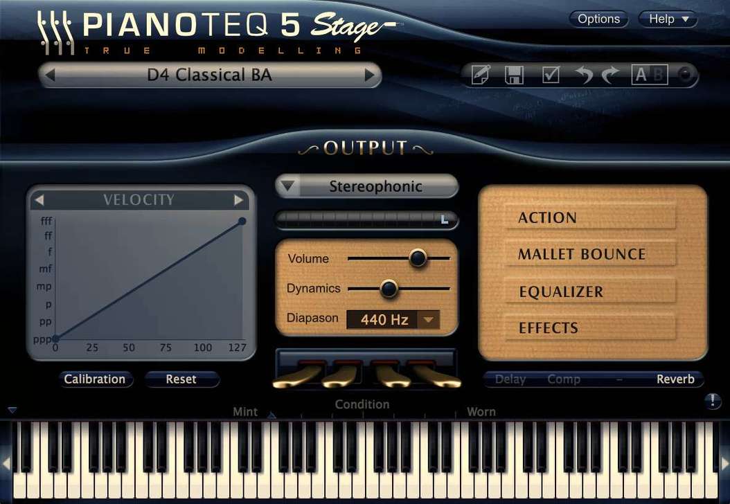 Pianoteq 5 Stage and the D4 user interface.