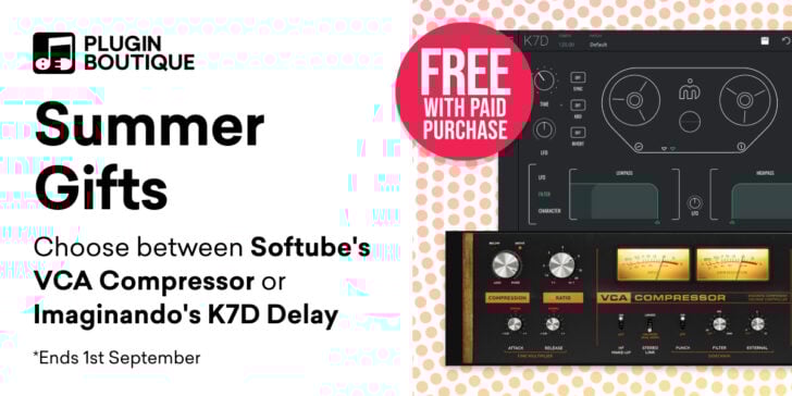 Get Softube VCA Compressor Or Imaginando K7D Delay FREE With Any Purchase On Plugin Boutique