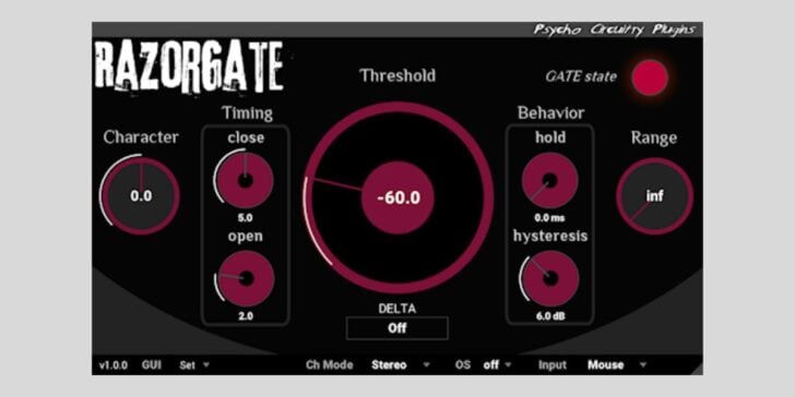 Psycho Circuitry releases Razorgate, a FREE dynamics processor for macOS and Windows