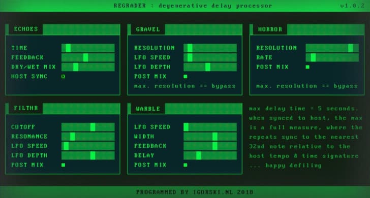 Free "Regrader" Lo-Fi Delay VST Plugin Released By Igorski