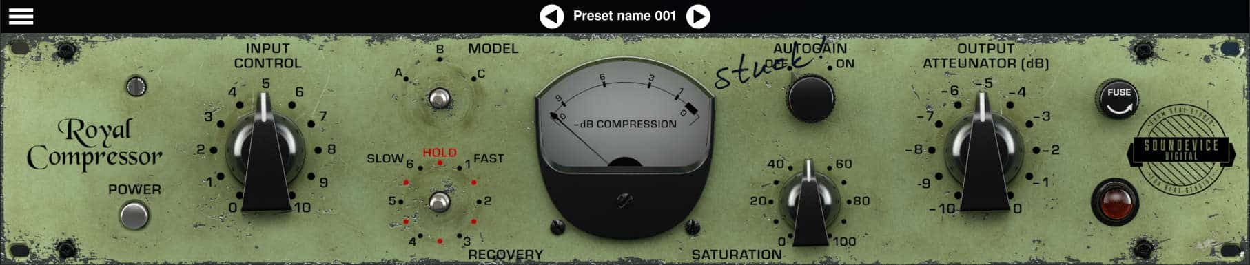 The free "2nd Hand" edition of Royal Compressor user interface.