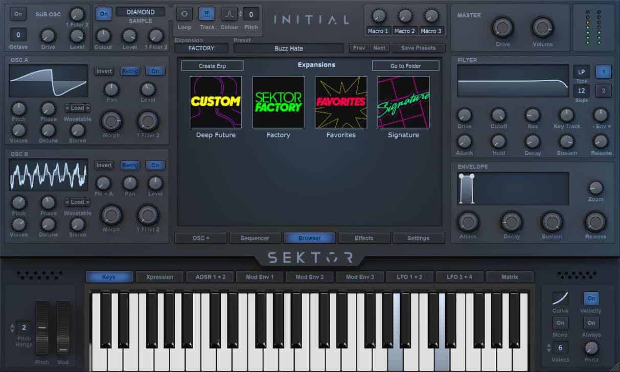 Sektor is a powerful wavetable synthesizer with an intuitive control layout.
