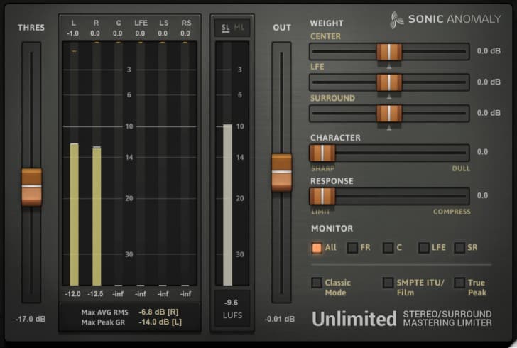 Unlimited mastering limited VST plugin by Sonic Anomaly