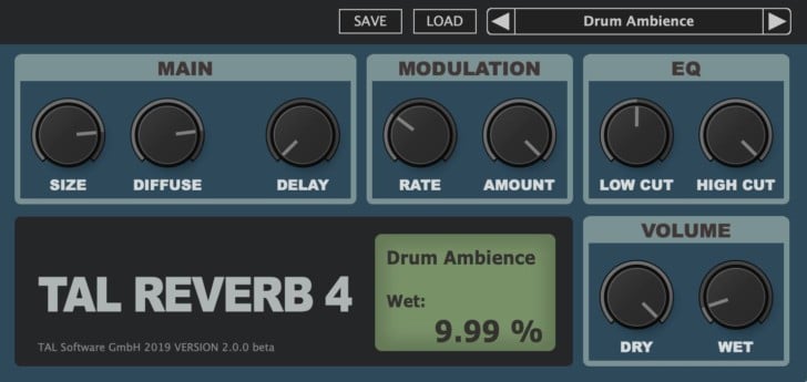 TAL-Reverb-4 Is A FREE Reverb VST/AU Plugin With 80s Character