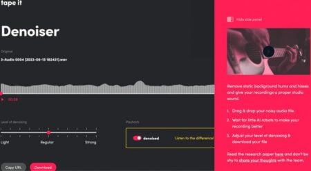 Tape It Denoiser: AI-powered studio-quality noise reduction for FREE