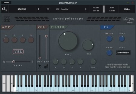 Venus Theory releases auras:polyscape, deep cinematic sounds for the FREE Decent Sampler plugin