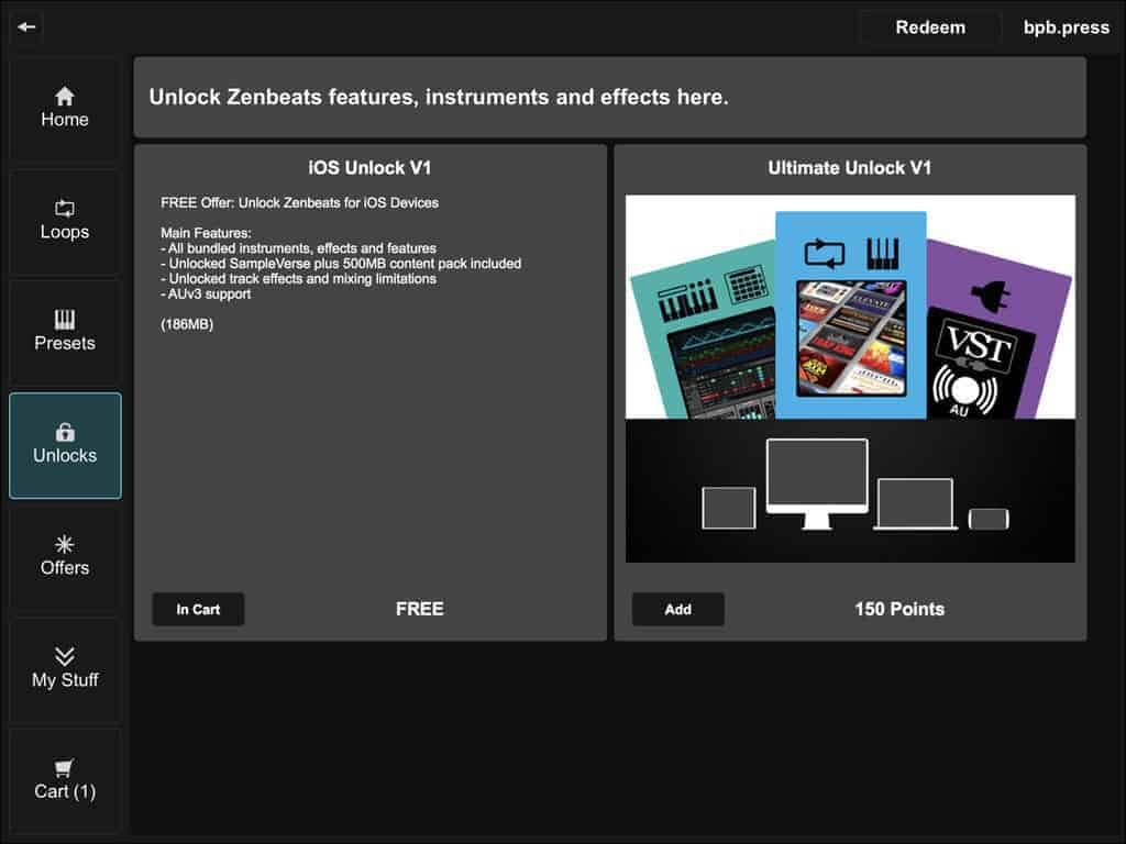 Roland Zenbeats store page on iOS devices.