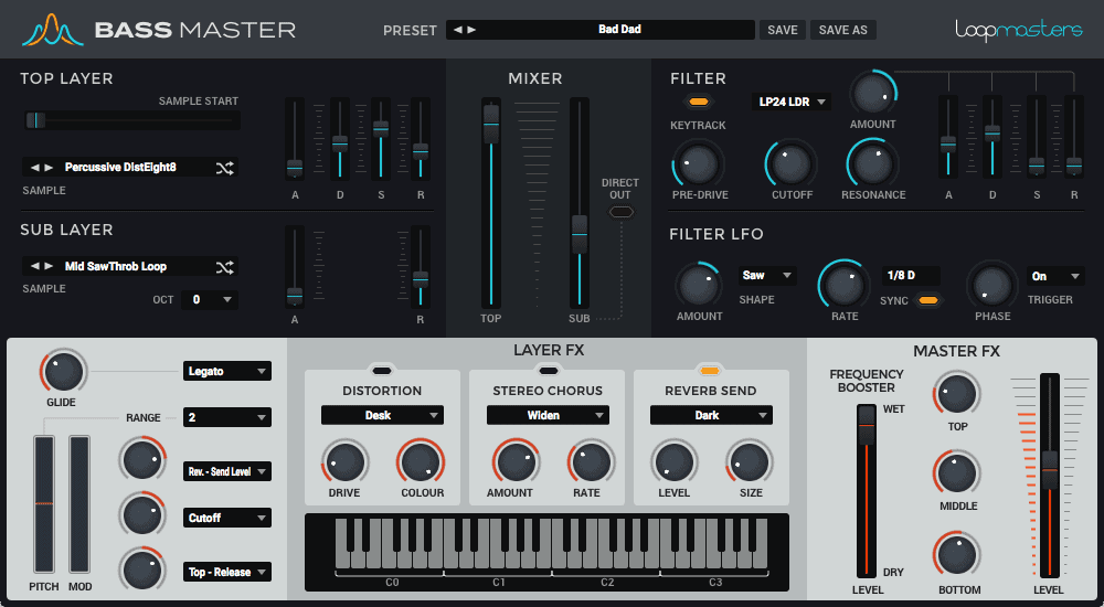 Bass Master is a versatile virtual insturment for bass sounds.